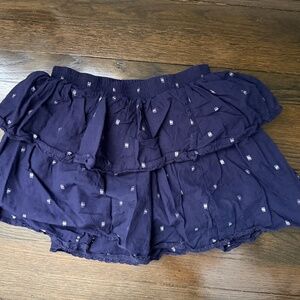 gap girls crinkle gauze ruffle skort- navy lurex dots- XL